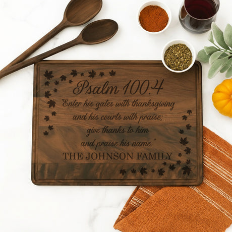 Psalm 100:4 Verse Personalized Cutting Board for Thanksgiving, Custom Family Gifts