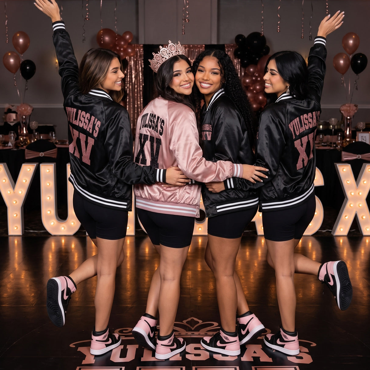 Glitter Quince XV Custom Varsity Baseball Jackets