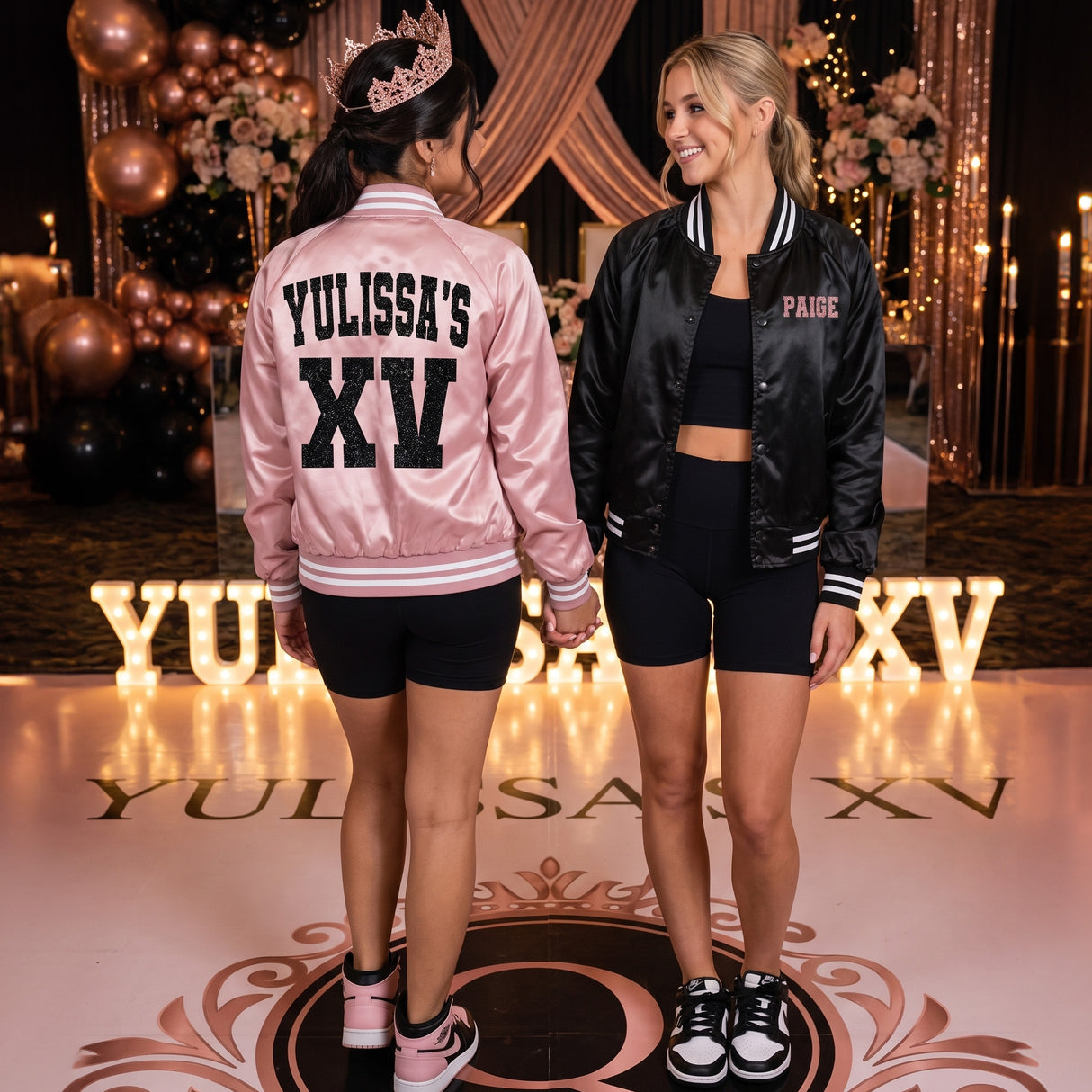 Glitter Quince XV Custom Varsity Baseball Jackets