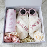 Pink flower girl proposal bundle box, personalized gifts perfect for bride gifts to flower girls. 