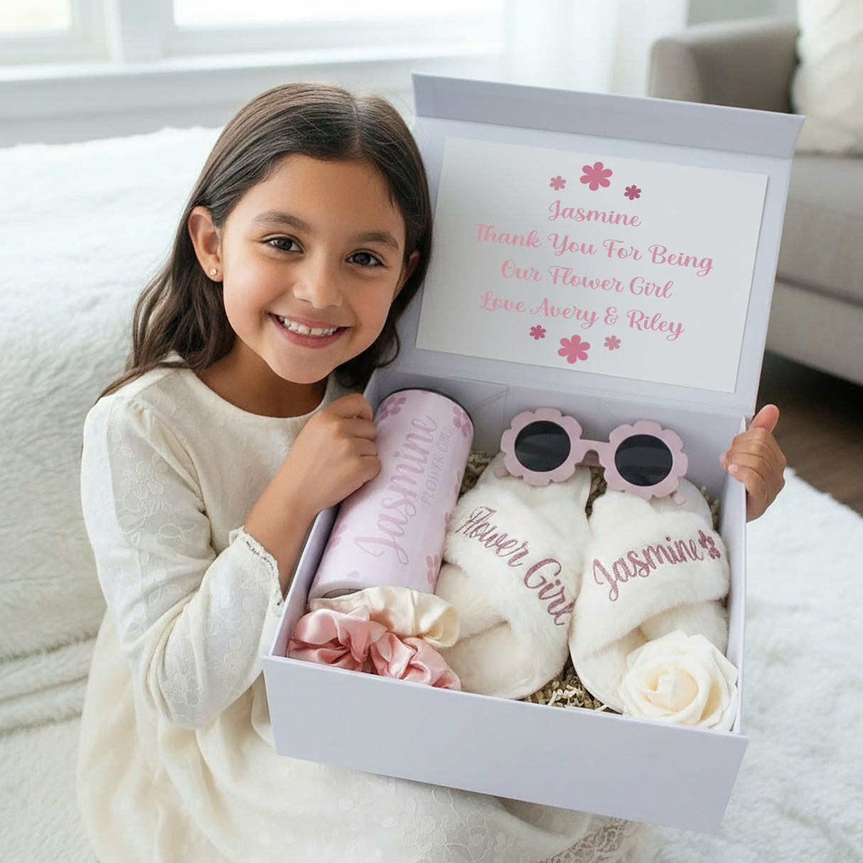 Flower Girl Proposal Bundle Gift Box, Personalized Gift from Bride for Wedding, Sunflower Bundle