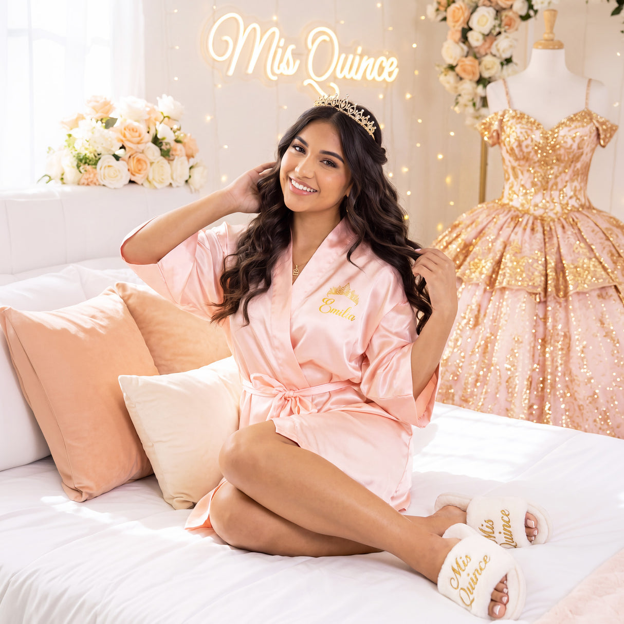 Classic Princess Quince Robe Personalized, Quinceanera Gift