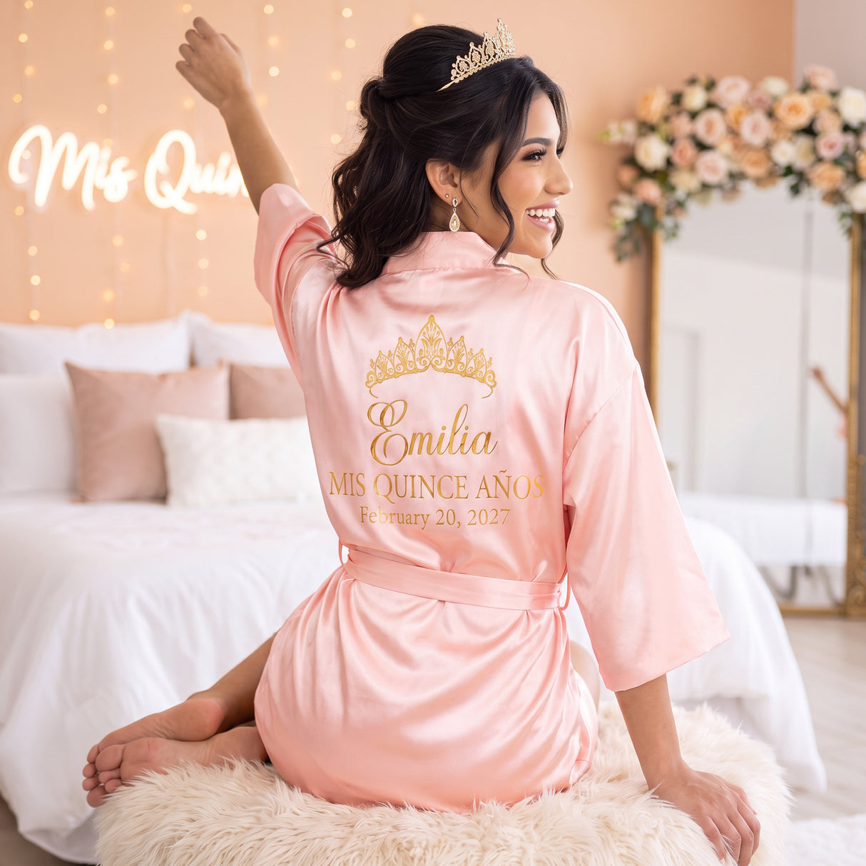 Classic Princess Quince Robe Personalized, Quinceanera Gift