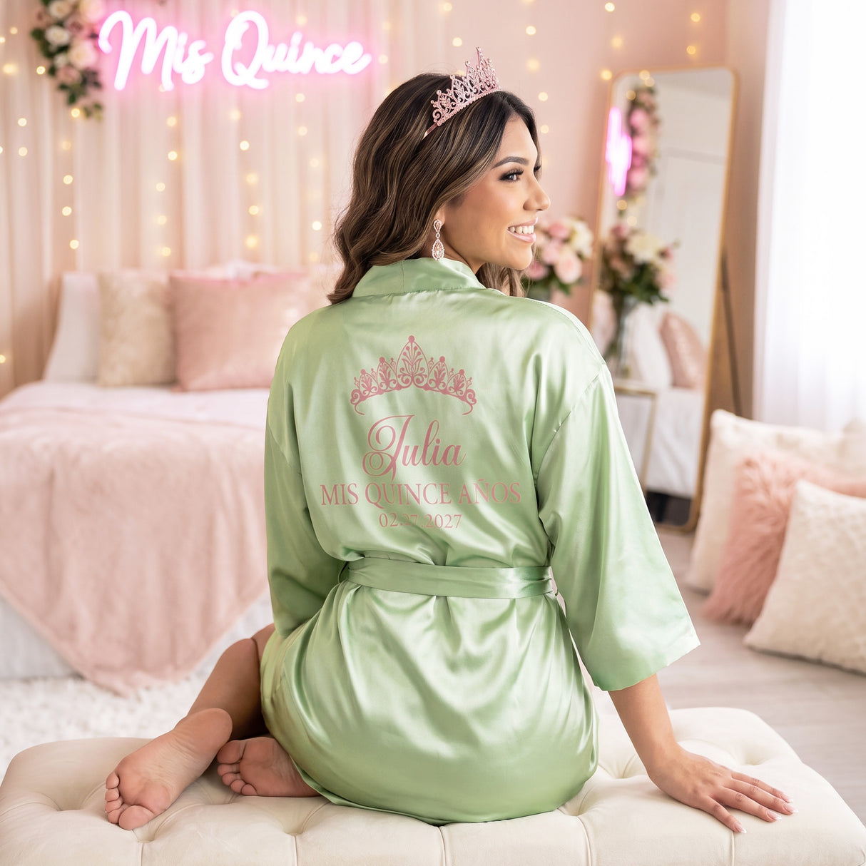 Classic Princess Quince Robe Personalized, Quinceanera Gift