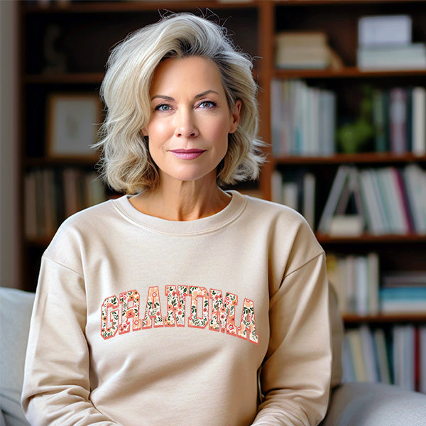 A great gift idea for mothers day, christmas or valentines. Celebrate the special women in your life with this floral grandma sweatshirt. All SKUs.