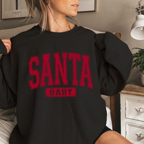 Cute and Simple Santa Baby Christmas Sweatshirt for the Holidays - Gifts Are Blue