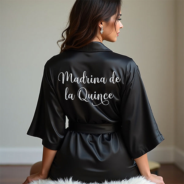 Pretty Quinceanera Robe and Slipper Set, Mis Quince Anos, Robes for Mama de Quince, Mis Quince Robe, Quinceanera Gifts, Satin Quince Robes