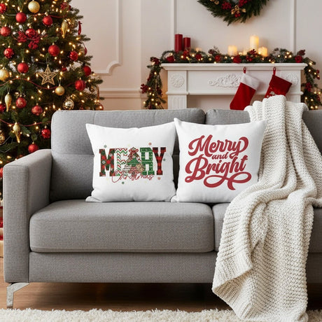 Multi Design Christmas Pillows for Couch, Set of 2, 3, and 4, Holiday Decoration - Gifts Are Blue