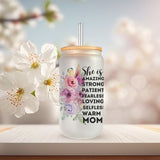 Frosted inspirational drinkware for her. A birthday gift idea for moms. Or a gift for mothers day and christmas. All SKUs.