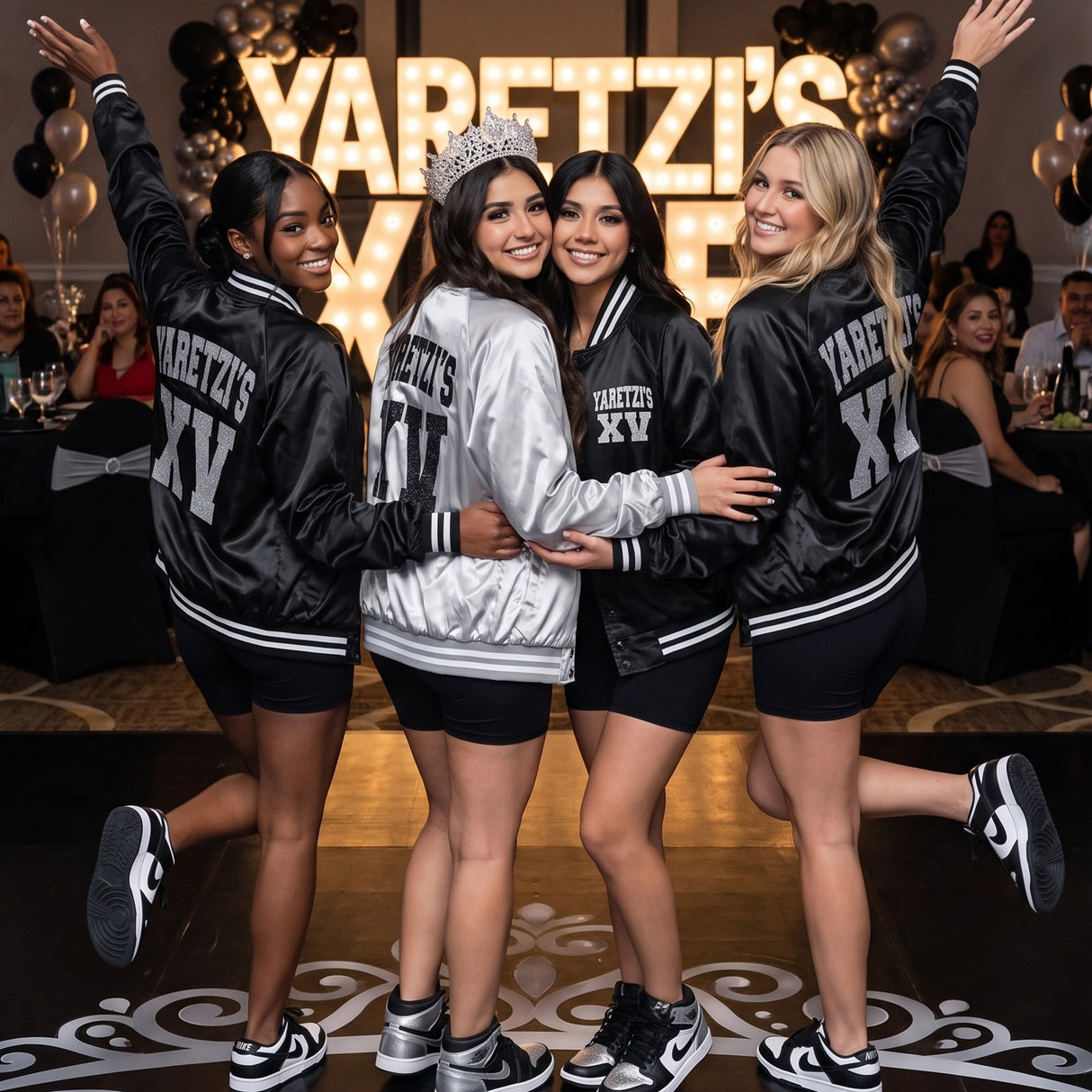 Glitter Quince XV Custom Varsity Baseball Jackets