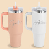 Simple custom 40oz tumbler for her, personalized with name. Cute custom gift for her.