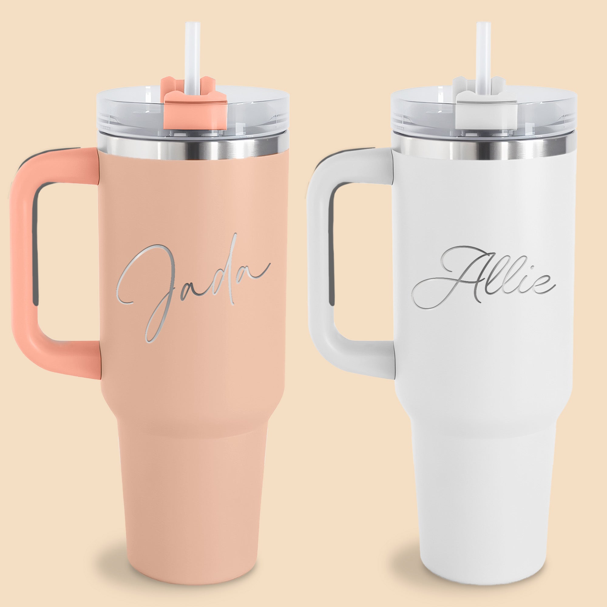 Simple custom 40oz tumbler for her, personalized with name. Cute custom gift for her.