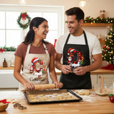 Red and Black Plaid Initial Personalized Matching Christmas Aprons for Adults and Kids