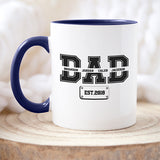 Dad mug with custom text and year established, great for Father’s Day or birthday from the kids.
