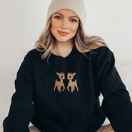 Cute and Simple Reindeer Christmas Sweatshirt - Gifts Are Blue