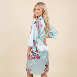 Light Blue Silk Kimono Womens Robe