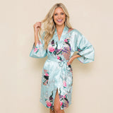 Light Blue Silk Kimono Womens Robe