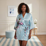 Womens Short Floral Silk Kimono Robe, 2 to 18, Bride and Bridesmaid Robes
