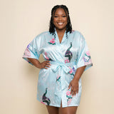 Womens Short Floral Silk Kimono Robe, 2 to 18, Bride and Bridesmaid Robes