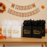 Minimalist Give Thanks Gifts Bags with Tissue Paper for Thanksgiving Party Favors