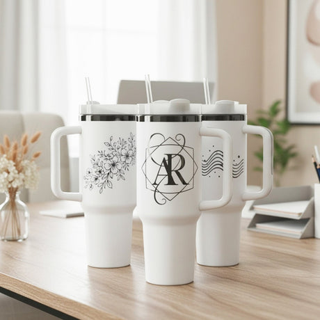 Custom 40oz Black Plated Business Logo Tumblers for Corporate and Small Businesses - Gifts Are Blue