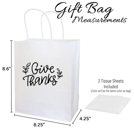 Minimalist Give Thanks Gifts Bags with Tissue Paper for Thanksgiving Party Favors - Gifts Are Blue