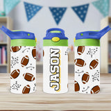 This custom football sippy tumbler with name is perfect for back-to-school hydration.