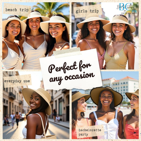 These straw sun visor hats are great for beach trips, girls trips, bachelorette parties, and every day use.