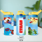 Superhero-themed personalized water bottle for kids, perfect for back to school gifts.