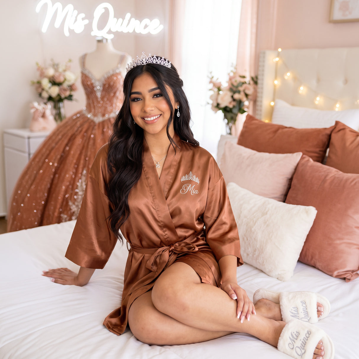 Classic Princess Quince Robe Personalized, Quinceanera Gift