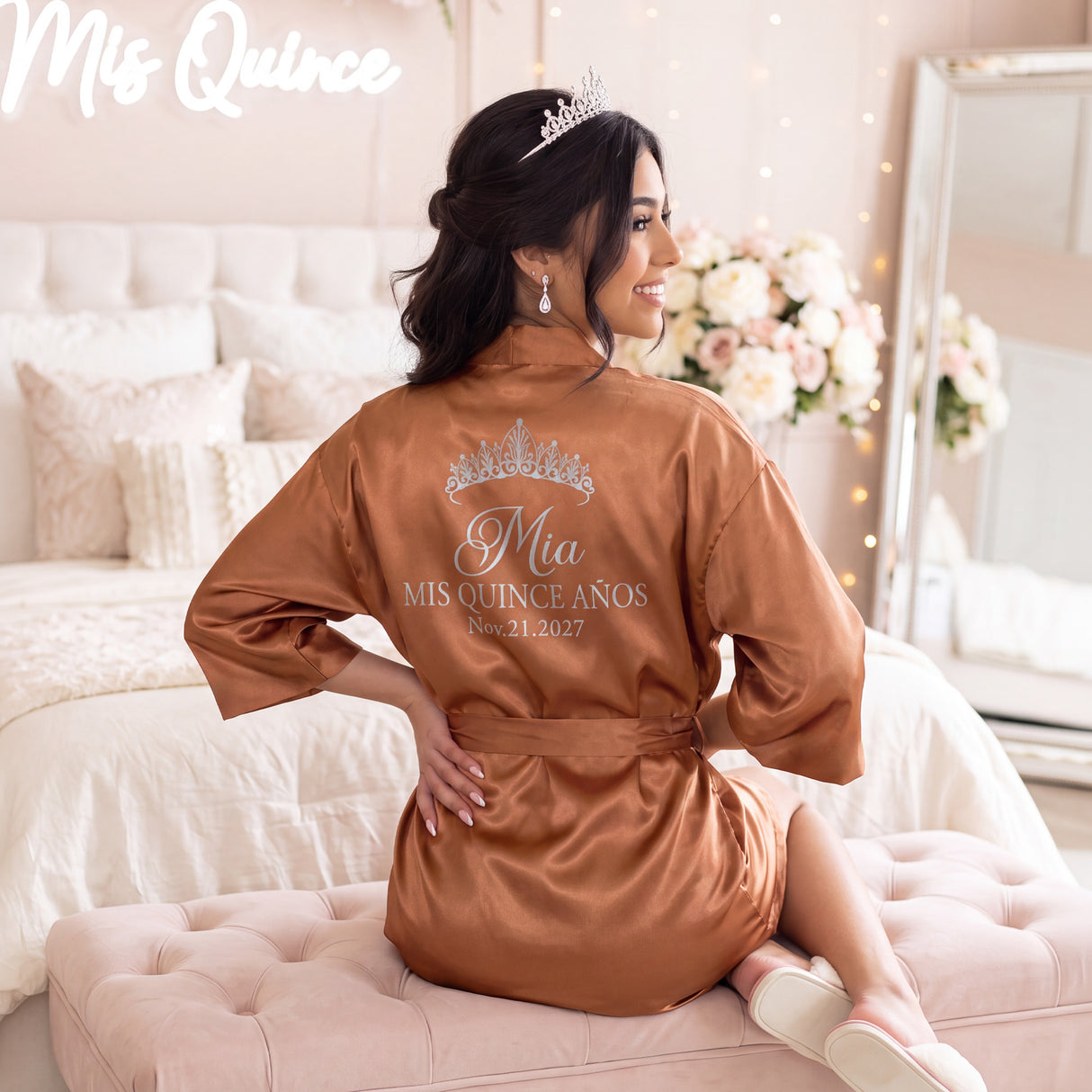 Classic Princess Quince Robe Personalized, Quinceanera Gift