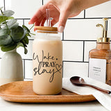 Frosted 16oz Glass tumbler. This motivational glassware comes with a bamboo lid and a straw. allSKUs