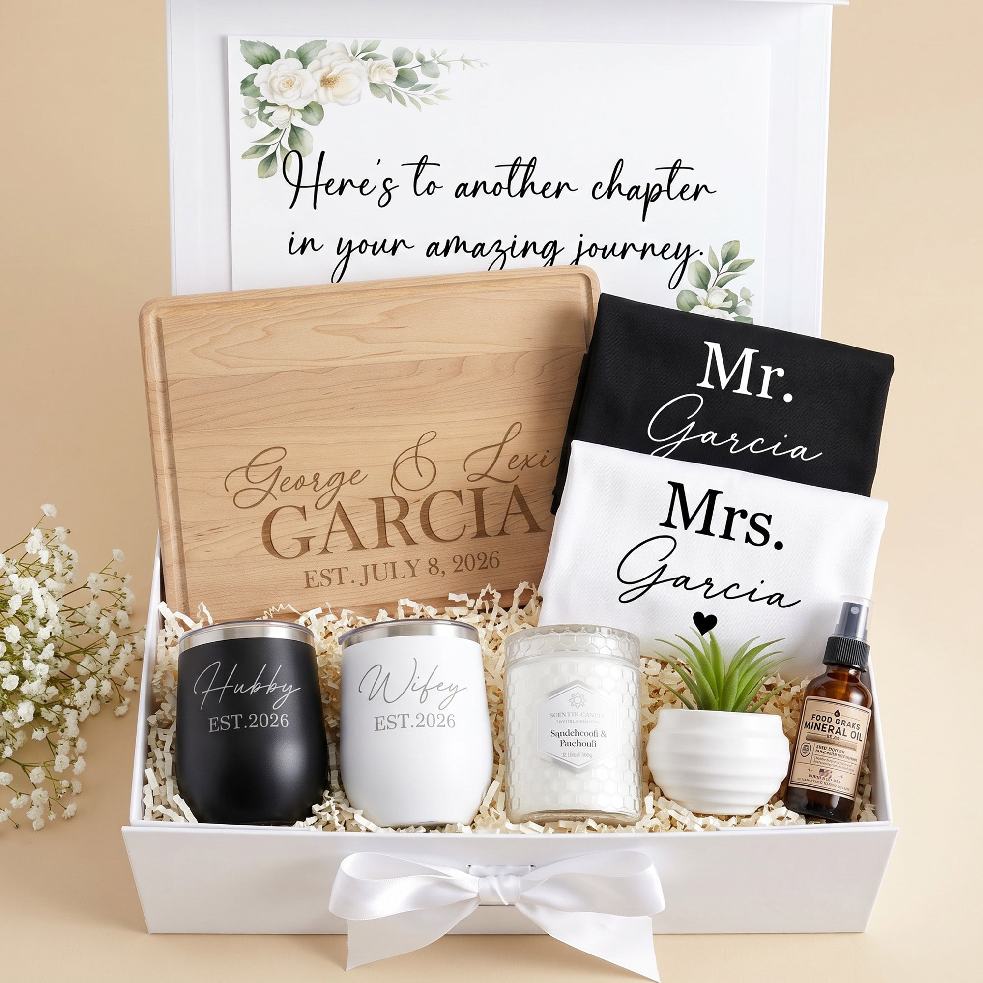Happily Homemade Anniversary or Wedding Gift Set for Couples - Name & Date Edition