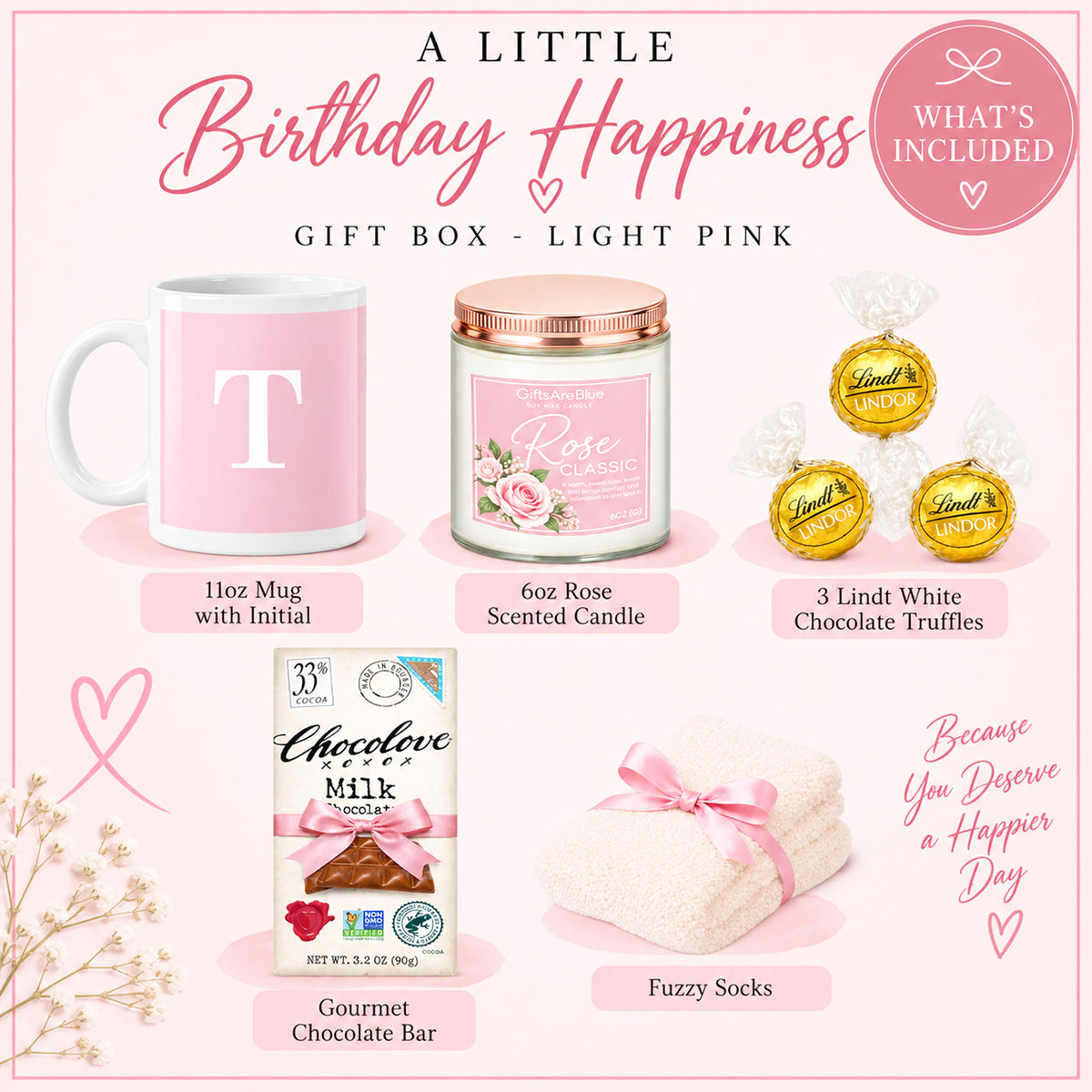 A Little Birthday Happiness Gift Box for Her - Light Pink