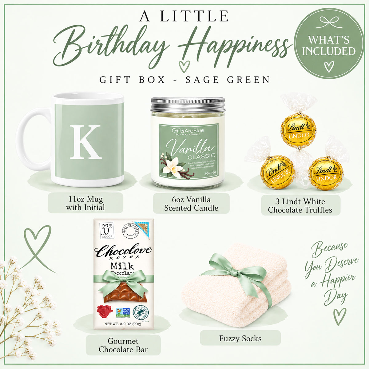 A Little Birthday Happiness Gift Box for Her - Sage Green