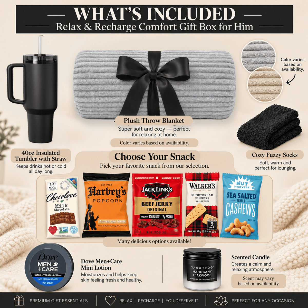 Relax & Recharge Comfort Gift Box for Him - Gifts Are Blue