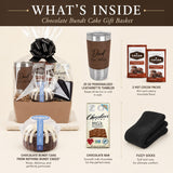 The Chocolate Bundt Gift Basket for Men - Deluxe with Tumbler, Cake, & Candy Bar