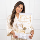 White and Gold Quinceanera Gift Box w Rhinestone Cup and Jewely Box