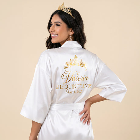 Classic Princess Quince Robe Personalized, Quinceanera Gift