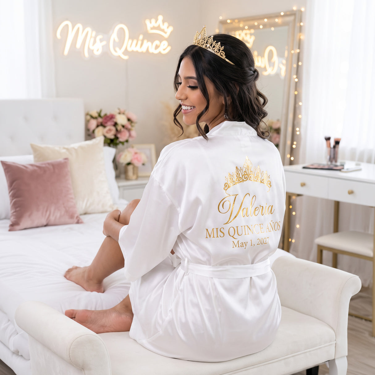 Classic Princess Quince Robe Personalized, Quinceanera Gift