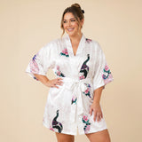 Womens Short Floral Silk Kimono Robe, 2 to 18, Bride and Bridesmaid Robes