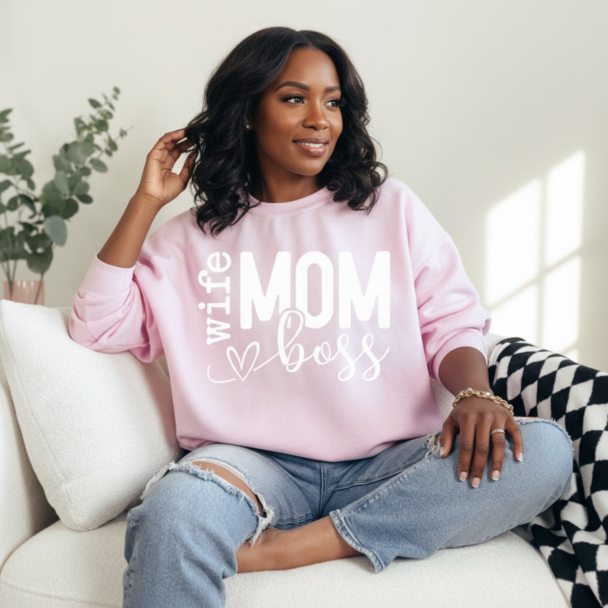 Funny Wife Boss Mom Sweatshirt Gift for Mothers Day