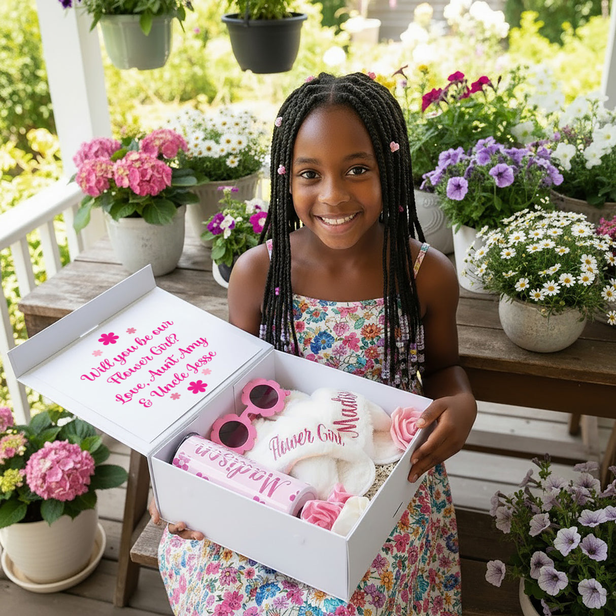 Flower Girl Proposal Bundle Gift Box, Personalized Gift from Bride for Wedding, Sunflower Bundle