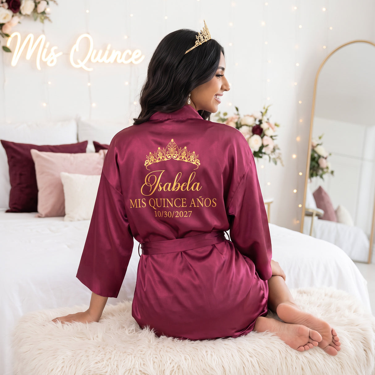 Classic Princess Quince Robe Personalized, Quinceanera Gift