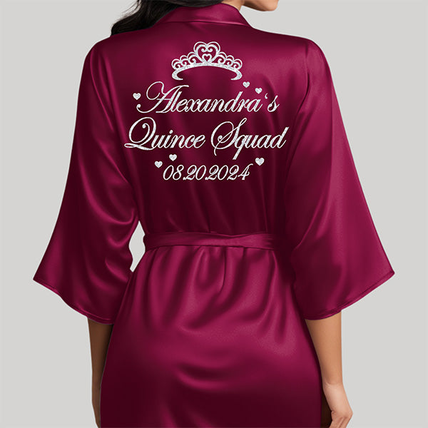 Pretty Personalized Mis Quince Robe and Slipper Set Custom with Name and Date