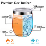 Our premium wine tumblers features double wall insulation and 304 food grade stainless steel.  It will hold drinks hot for up to 3 hours and cold for 9 hours.