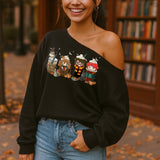 Off the Shoulder Halloween Sweatshirts for Women and Teens with Multiple Designs