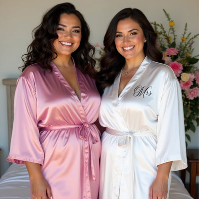 Personalized plus size bridesmaid robes. Custom robes with name or monogram.