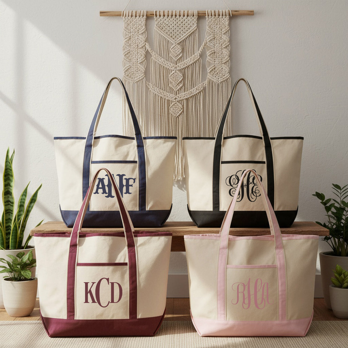 Big Monogram Personalized Tote Bag for Women and Teen Girls, Custom Gifts for Her