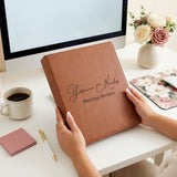 Personalized Binder w Name and Custom Text for Women and Teen Girls, Faux Leather